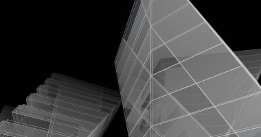 Mimari sanat konseptinde soyut çizgiler, minimum geometrik şekiller. 