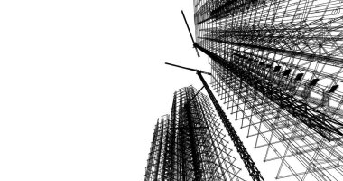 Mimari sanat konseptinde soyut çizgiler, minimum geometrik şekiller. 