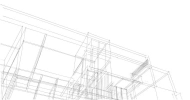 Arkaplanda mimari bina 3d illüstrasyon