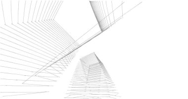 Mimari sanat konseptinde soyut çizgiler, minimum geometrik şekiller. 