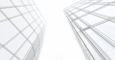 Arkaplanda mimari bina 3d illüstrasyon