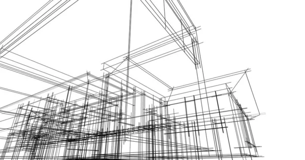 Abstrakcyjne Linie Rysunku Koncepcji Sztuki Architektonicznej Minimalne Kształty Geometryczne — Zdjęcie stockowe