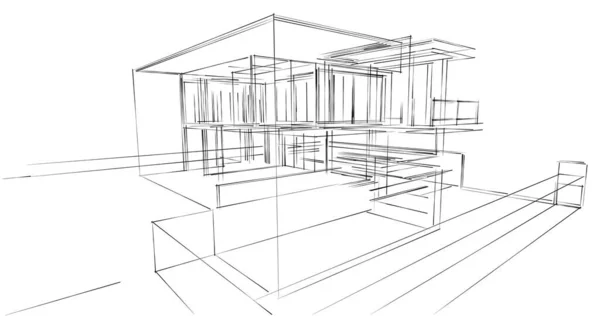 Projekt Geometrycznych Budynków Architektonicznych — Zdjęcie stockowe