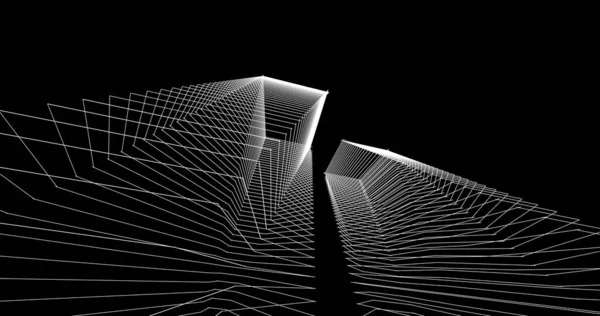 Abstract Drawing Lines Architectural Art Concept Minimal Geometrical Shapes — Stock Photo, Image