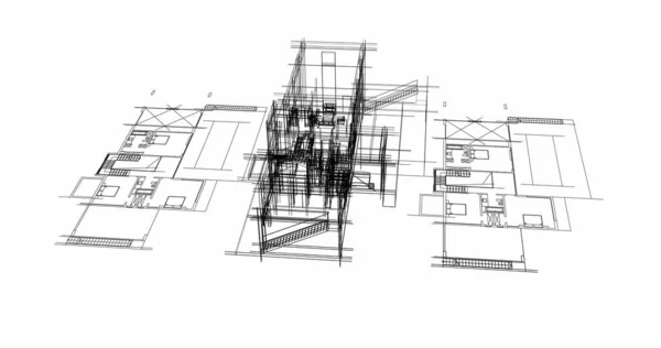 建筑墙纸设计 数字概念背景 — 图库照片