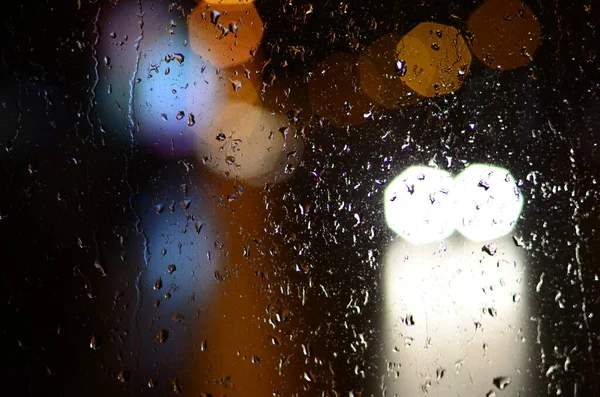 Lumières Abstraites Floues Fond Ville Dans Nuit — Photo