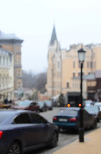 Defokussierte Aufnahme Des Straßenverkehrs Kyiw Ukraine — Stockfoto
