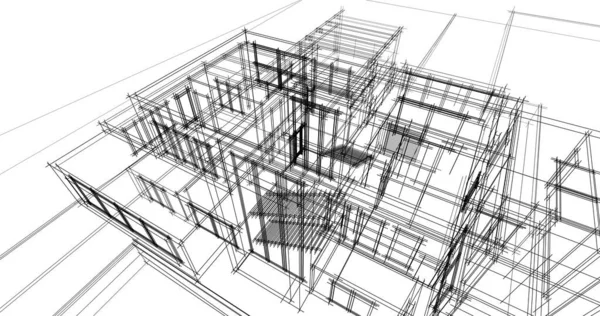 Líneas Abstractas Dibujo Concepto Arte Arquitectónico Formas Geométricas Mínimas — Foto de Stock