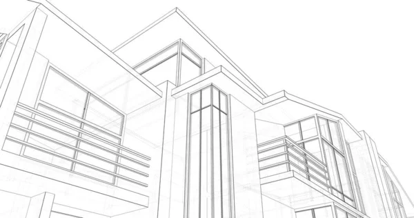 Líneas Abstractas Dibujo Concepto Arte Arquitectónico Formas Geométricas Mínimas —  Fotos de Stock