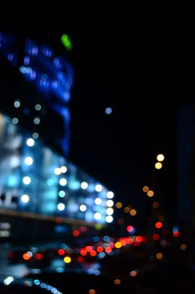 Verschwommene Abstrakte Lichter Hintergrund Der Stadt Der Nacht — Stockfoto