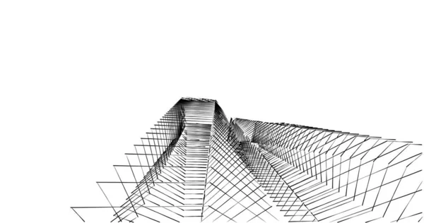 Líneas Abstractas Dibujo Concepto Arte Arquitectónico Formas Geométricas Mínimas —  Fotos de Stock