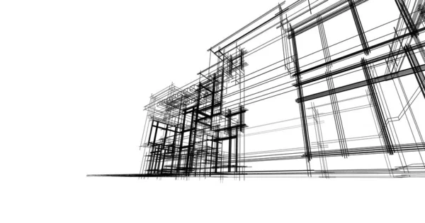 Архитектурный Дизайн Обоев Цифровой Эскиз Здания — стоковое фото