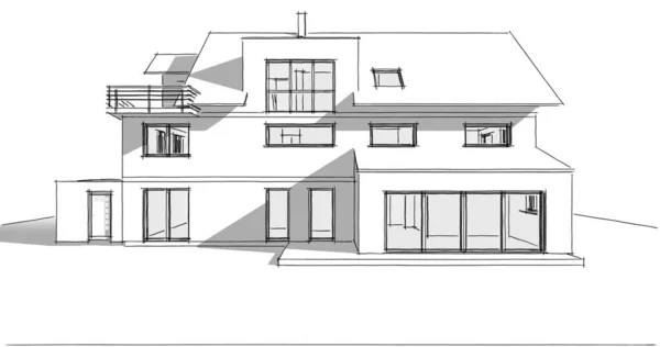 Abstrakcyjne Linie Rysunku Koncepcji Sztuki Architektonicznej Minimalne Kształty Geometryczne — Zdjęcie stockowe