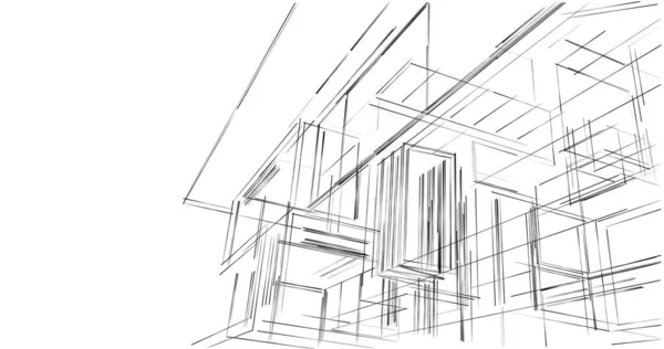 Lignes Dessin Abstraites Dans Concept Art Architectural Formes Géométriques Minimales — Photo