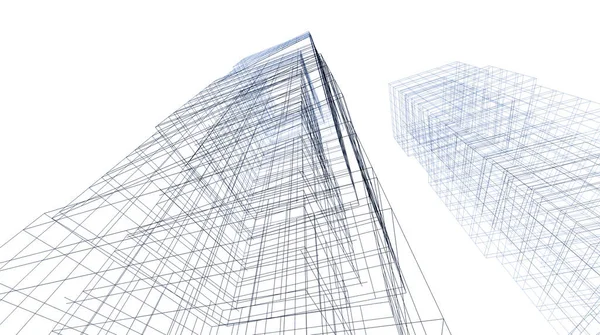 Líneas Abstractas Dibujo Concepto Arte Arquitectónico Formas Geométricas Mínimas —  Fotos de Stock