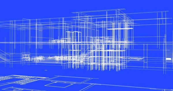 Líneas Abstractas Dibujo Concepto Arte Arquitectónico Formas Geométricas Mínimas — Foto de Stock