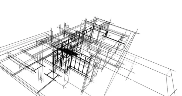 Abstraktní Kreslicí Čáry Architektonickém Pojetí Minimální Geometrické Tvary — Stock fotografie