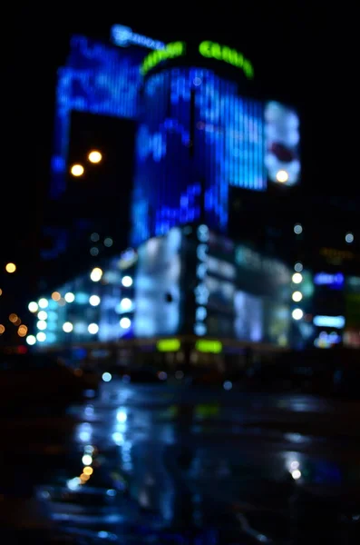 Lumières Abstraites Floues Fond Ville Dans Nuit — Photo