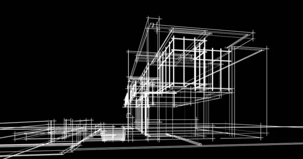 Projekt Geometrycznych Budynków Architektonicznych — Zdjęcie stockowe