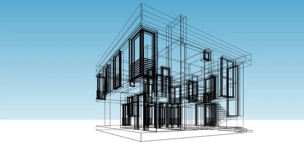 Abstrakcyjne Linie Rysunku Koncepcji Sztuki Architektonicznej Minimalne Kształty Geometryczne — Zdjęcie stockowe