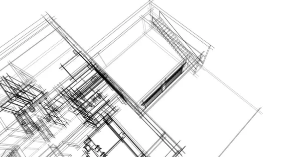 Abstrakte Zeichnungslinien Architektonischen Kunstkonzept Minimale Geometrische Formen — Stockfoto