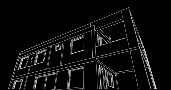 Abstrakcyjne Linie Rysunku Koncepcji Sztuki Architektonicznej Minimalne Kształty Geometryczne — Zdjęcie stockowe