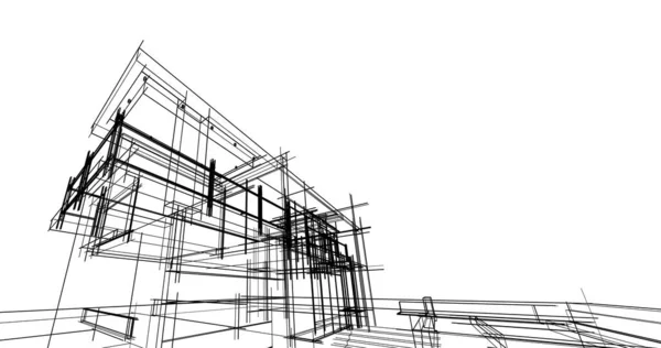 Abstrakcyjne Linie Rysunku Koncepcji Sztuki Architektonicznej Minimalne Kształty Geometryczne — Zdjęcie stockowe