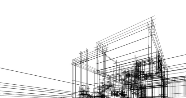 Líneas Abstractas Dibujo Concepto Arte Arquitectónico Formas Geométricas Mínimas — Foto de Stock