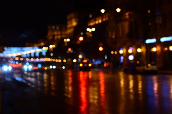 Luzes Abstratas Borradas Fundo Cidade Noite — Fotografia de Stock