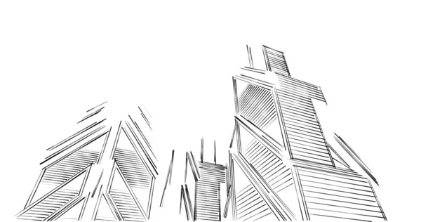 スケッチアート幾何学的な建築物のデザイン — ストック写真