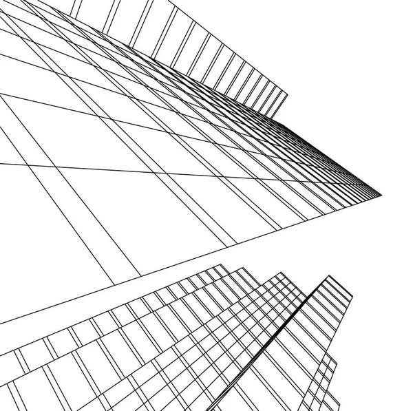 Elvont Rajzvonalak Építészeti Képzőművészetben Minimális Geometriai Formák — Stock Fotó