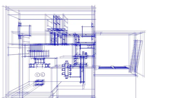 Abstrakte Zeichnungslinien Architektonischen Kunstkonzept Minimale Geometrische Formen — Stockfoto