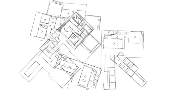 Líneas Abstractas Dibujo Concepto Arte Arquitectónico Formas Geométricas Mínimas —  Fotos de Stock