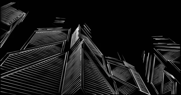 Skiss Konst Geometriska Arkitektoniska Byggnader Design — Stockfoto