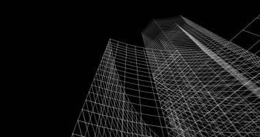 Mimari sanat konseptinde soyut çizgiler, minimum geometrik şekiller. 