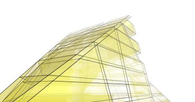 Mimari sanat konseptinde soyut çizgiler, minimum geometrik şekiller. 