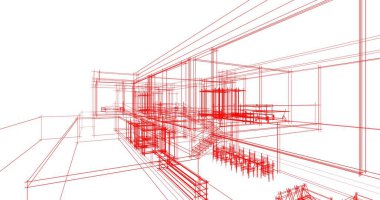 Mimari sanat konseptinde soyut çizgiler, minimum geometrik şekiller. 