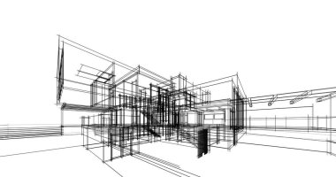Mimari sanat konseptinde soyut çizgiler, minimum geometrik şekiller. 