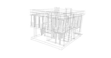 Arkaplanda mimari bina 3d illüstrasyon