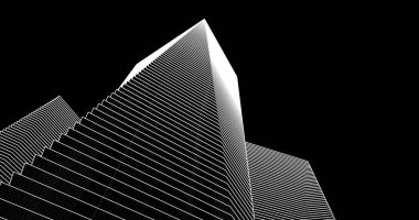 Arkaplanda mimari bina 3d illüstrasyon