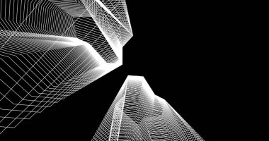 Mimari sanat konseptinde soyut çizgiler, minimum geometrik şekiller. 