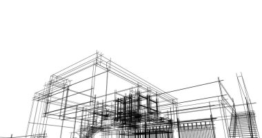 Mimari sanat konseptinde soyut çizgiler, minimum geometrik şekiller. 