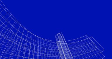 Arkaplanda mimari bina 3d illüstrasyon