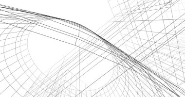 Mimari sanat konseptinde soyut çizgiler, minimum geometrik şekiller. 