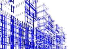 Mimari sanat konseptinde soyut çizgiler, minimum geometrik şekiller. 