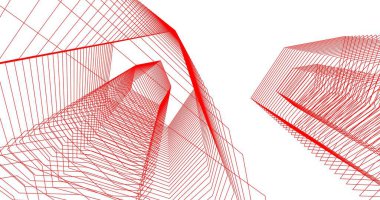 3d mimari duvar kağıdı tasarımı, dijital bina çizimi 