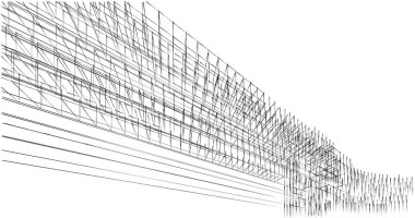 Mimari sanat konseptinde soyut çizgiler, minimum geometrik şekiller. 