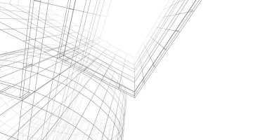 Mimari sanat konseptinde soyut çizgiler, minimum geometrik şekiller. 