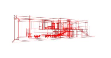 Arkaplanda mimari bina 3d illüstrasyon