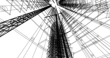 Mimari sanat konseptinde soyut çizgiler, minimum geometrik şekiller. 